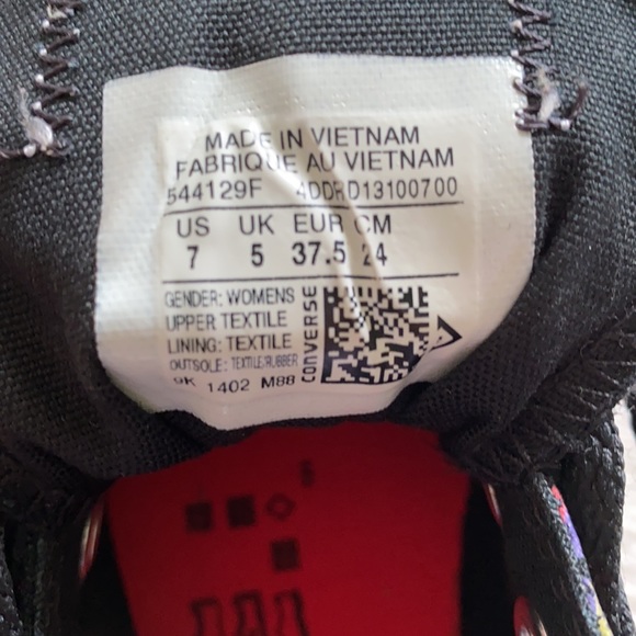 Converse All Star Black/ Multi Color Double Tongue Chuck Taylor Sneakers Sz 7 - Picture 10 of 10